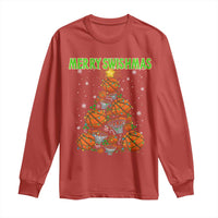 Christmas Basketball Merry Swishmas Long Sleeve Shirt Basketball Xmas Tree - Wonder Print Shop