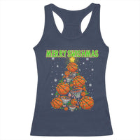 Christmas Basketball Merry Swishmas Racerback Tank Top Basketball Xmas Tree - Wonder Print Shop
