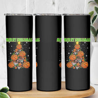 Christmas Basketball Merry Swishmas Skinny Tumbler Basketball Xmas Tree - Wonder Print Shop
