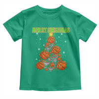 Christmas Basketball Merry Swishmas Toddler T Shirt Basketball Xmas Tree - Wonder Print Shop