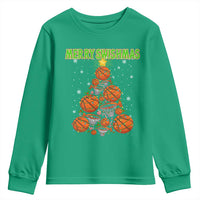 Christmas Basketball Merry Swishmas Youth Sweatshirt Basketball Xmas Tree - Wonder Print Shop