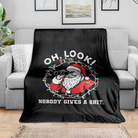 Funny Christmas Santa Oh Look Nobody Gives A Shit Throw Blanket - Wonder Print Shop