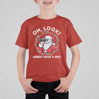 Funny Christmas Santa Oh Look Nobody Gives A Shit T Shirt For Kid - Wonder Print Shop