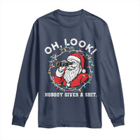 Funny Christmas Santa Oh Look Nobody Gives A Shit Long Sleeve Shirt - Wonder Print Shop