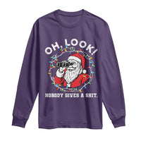 Funny Christmas Santa Oh Look Nobody Gives A Shit Long Sleeve Shirt - Wonder Print Shop