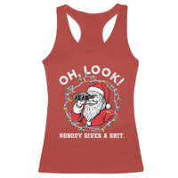 Funny Christmas Santa Oh Look Nobody Gives A Shit Racerback Tank Top - Wonder Print Shop