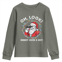 Funny Christmas Santa Oh Look Nobody Gives A Shit Youth Sweatshirt - Wonder Print Shop