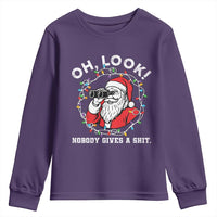 Funny Christmas Santa Oh Look Nobody Gives A Shit Youth Sweatshirt - Wonder Print Shop