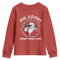 Funny Christmas Santa Oh Look Nobody Gives A Shit Youth Sweatshirt - Wonder Print Shop