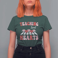 Funny Valentine's Day Teacher T Shirt For Women Teaching Sweet Hearts Cute Student Hearts
