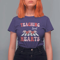 Funny Valentine's Day Teacher T Shirt For Women Teaching Sweet Hearts Cute Student Hearts
