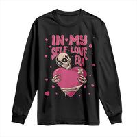 Funny Anti Valentine's Day Long Sleeve Shirt In My Self Love Era Skeleton Hearts