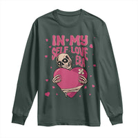 Funny Anti Valentine's Day Long Sleeve Shirt In My Self Love Era Skeleton Hearts