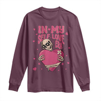 Funny Anti Valentine's Day Long Sleeve Shirt In My Self Love Era Skeleton Hearts