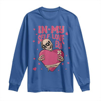 Funny Anti Valentine's Day Long Sleeve Shirt In My Self Love Era Skeleton Hearts