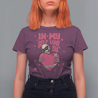 Funny Anti Valentine's Day T Shirt For Women In My Self Love Era Skeleton Hearts