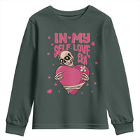 Funny Anti Valentine's Day Youth Sweatshirt In My Self Love Era Skeleton Hearts