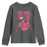 Funny Anti Valentine's Day Youth Sweatshirt In My Self Love Era Skeleton Hearts