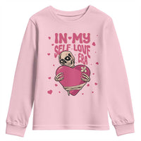 Funny Anti Valentine's Day Youth Sweatshirt In My Self Love Era Skeleton Hearts