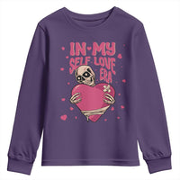 Funny Anti Valentine's Day Youth Sweatshirt In My Self Love Era Skeleton Hearts