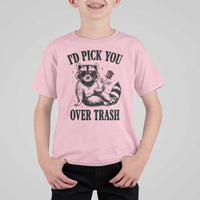 Funny Valentine's Day Racoon T Shirt For Kid I'd Pick You Over Trash Rose