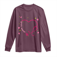Personalized Valentine's Day Nursing Long Sleeve Shirt Custom Name Nurse Doctor Heart Stethoscope