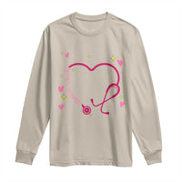 Personalized Valentine's Day Nursing Long Sleeve Shirt Custom Name Nurse Doctor Heart Stethoscope