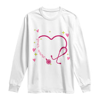 Personalized Valentine's Day Nursing Long Sleeve Shirt Custom Name Nurse Doctor Heart Stethoscope