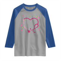 Personalized Valentine's Day Nursing Raglan Shirt Custom Name Nurse Doctor Heart Stethoscope