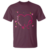 Personalized Valentine's Day Nursing T Shirt Custom Name Nurse Doctor Heart Stethoscope