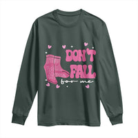 Funny Fall Physical Therapy Valentine's Day Long Sleeve Shirt Don't Fall For Me Fall Prevention Nurse