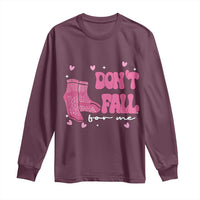 Funny Fall Physical Therapy Valentine's Day Long Sleeve Shirt Don't Fall For Me Fall Prevention Nurse