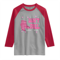 Funny Fall Physical Therapy Valentine's Day Raglan Shirt Don't Fall For Me Fall Prevention Nurse