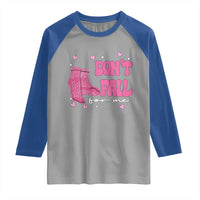 Funny Fall Physical Therapy Valentine's Day Raglan Shirt Don't Fall For Me Fall Prevention Nurse