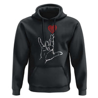Funny Valentine's Day I Love You Hand Sign ASL Heart Hoodie