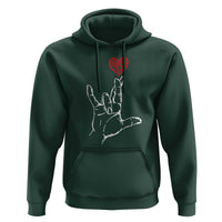 Funny Valentine's Day I Love You Hand Sign ASL Heart Hoodie