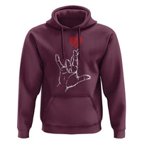 Funny Valentine's Day I Love You Hand Sign ASL Heart Hoodie