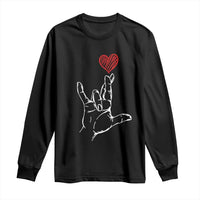 Funny Valentine's Day I Love You Hand Sign ASL Heart Long Sleeve Shirt