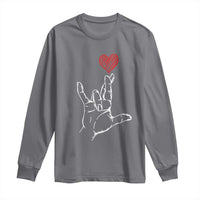 Funny Valentine's Day I Love You Hand Sign ASL Heart Long Sleeve Shirt
