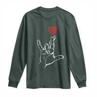 Funny Valentine's Day I Love You Hand Sign ASL Heart Long Sleeve Shirt