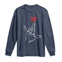 Funny Valentine's Day I Love You Hand Sign ASL Heart Long Sleeve Shirt