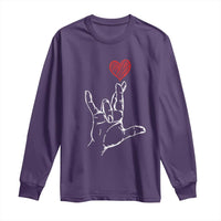 Funny Valentine's Day I Love You Hand Sign ASL Heart Long Sleeve Shirt