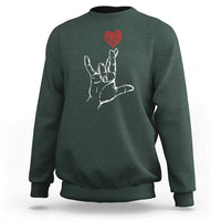Funny Valentine's Day I Love You Hand Sign ASL Heart Sweatshirt