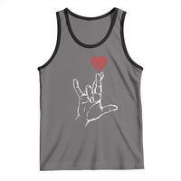 Funny Valentine's Day I Love You Hand Sign ASL Heart Tank Top