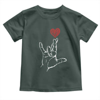 Funny Valentine's Day I Love You Hand Sign ASL Heart Toddler T Shirt