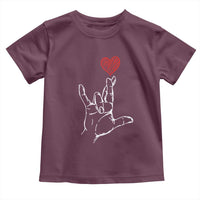Funny Valentine's Day I Love You Hand Sign ASL Heart Toddler T Shirt