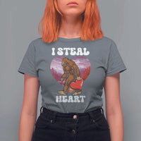 Funny Bigfoot Valentine's Day I Steal Heart T Shirt For Women