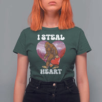 Funny Bigfoot Valentine's Day I Steal Heart T Shirt For Women