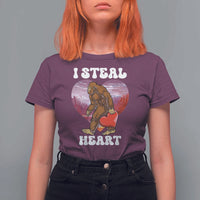 Funny Bigfoot Valentine's Day I Steal Heart T Shirt For Women