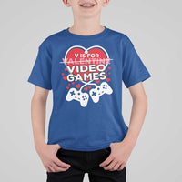 Funny Valentine's Day Gaming T Shirt For Kid V Is For Video Games Big Heart